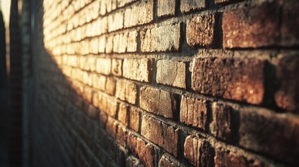 Detailed textured brick wall creating a sense of warmth and rustic design highlighted by the depth of shadows between each brick