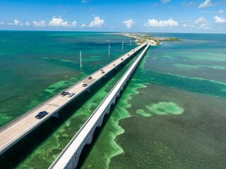 Highway 1, Overseas Highway spanning the Florida Keys. Big Pine Key, Florida Keys, Florida, United States.