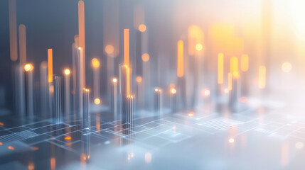 Colorful 3D bar graphs with data charts, representing business analytics, statistics, financial growth, and market analysis.