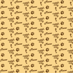 seamless pattern with cat Paw