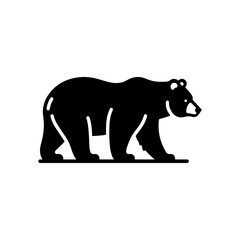 Fototapeta premium bear line art silhouette stencil simple icon logo mascot isolated on white background png svg
