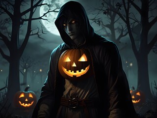 halloween pumpkin with Male vampire.