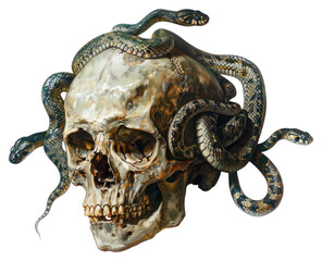 PNG  Skull with snakes illustration skull art.