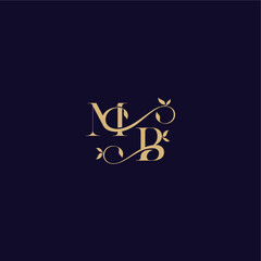 beauty leaf monogram logo organic and elegant concept MB wedding initial letter