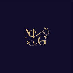 beauty leaf monogram logo organic and elegant concept MG wedding initial letter