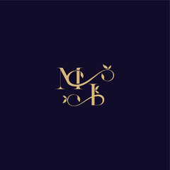 beauty leaf monogram logo organic and elegant concept MI wedding initial letter