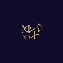 beauty leaf monogram logo organic and elegant concept MF wedding initial letter