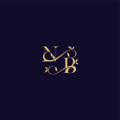 beauty leaf monogram logo organic and elegant concept NB wedding initial letter