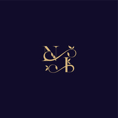 beauty leaf monogram logo organic and elegant concept NI wedding initial letter