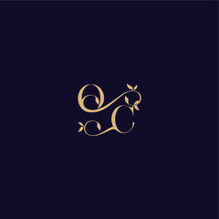 beauty leaf monogram logo organic and elegant concept OC wedding initial letter