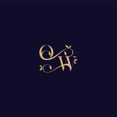 beauty leaf monogram logo organic and elegant concept OW wedding initial letter