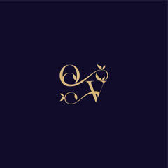 beauty leaf monogram logo organic and elegant concept OV wedding initial letter