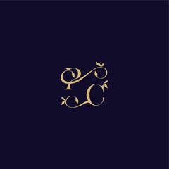 beauty leaf monogram logo organic and elegant concept PC wedding initial letter