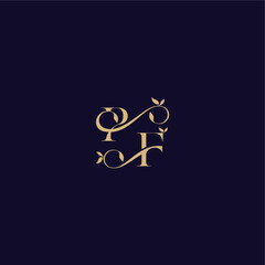 beauty leaf monogram logo organic and elegant concept PF wedding initial letter