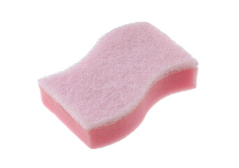 Light pink kitchen sponge isolated on white  background.