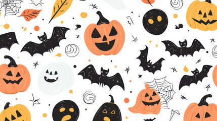 haloween doodle art pattern background
