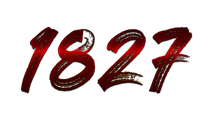 3D blood red number design of 1827 on white background.