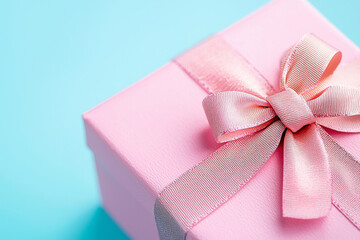 A close-up of a pink gift box adorned with a delicate ribbon, perfect for celebrations and special occasions.