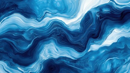 Fototapeta premium Horizontal background with vibrant blue abstract wave patterns creating fluid motion across the canvas