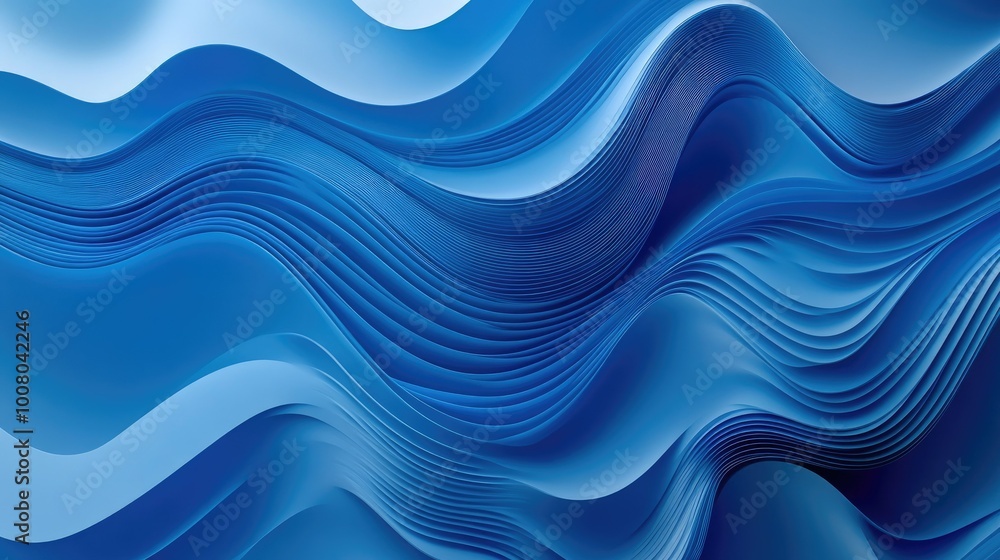 Aufkleber horizontal template with dynamic blue wave patterns, forming a vibrant abstract background