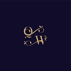 beauty leaf monogram logo organic and elegant concept QW wedding initial letter