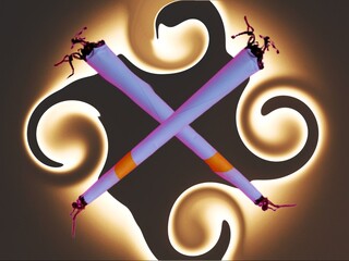 The crossed symbol of a traditional cigarette is called a lintingan