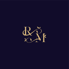 beauty leaf monogram logo organic and elegant concept RM wedding initial letter