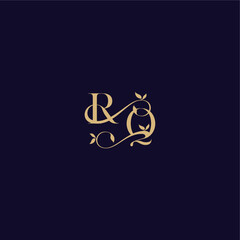 beauty leaf monogram logo organic and elegant concept RQ wedding initial letter
