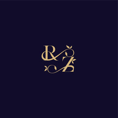 beauty leaf monogram logo organic and elegant concept RZ wedding initial letter