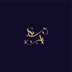 beauty leaf monogram logo organic and elegant concept SA wedding initial letter