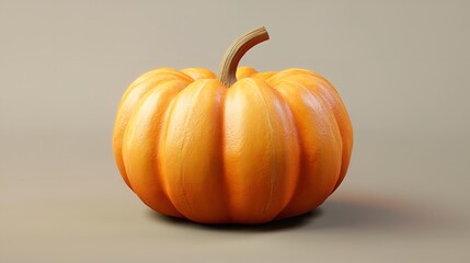 Minimalist Pumpkin in Warm Tones with Hard Shadows on Clean Studio Background