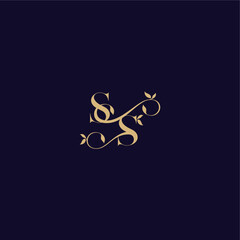 beauty leaf monogram logo organic and elegant concept SS wedding initial letter