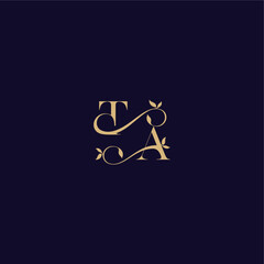 beauty leaf monogram logo organic and elegant concept TA wedding initial letter