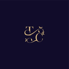 beauty leaf monogram logo organic and elegant concept TC wedding initial letter