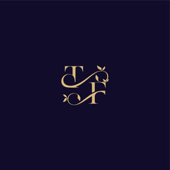 Fototapeta premium beauty leaf monogram logo organic and elegant concept TF wedding initial letter