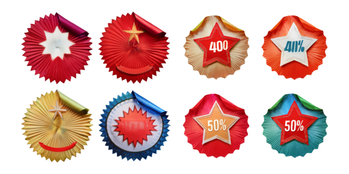 Colorful Stickers for Sales and Promotions, png collection isolated on transparent background