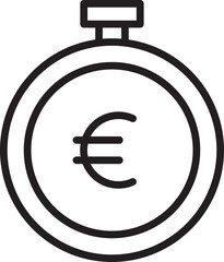 Euro Money Timer Line Icon