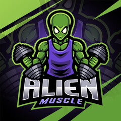 Alien muscle esport mascot logo design