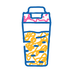 Obraz premium lunch box glass healthy doodle icon sketch vector. lunch box glass healthy sign. isolated symbol illustration