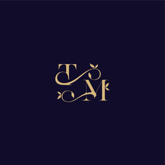 beauty leaf monogram logo organic and elegant concept TM wedding initial letter