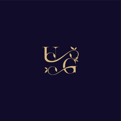 organic and elegant concept UG beauty leaf monogram logo letter wedding initial