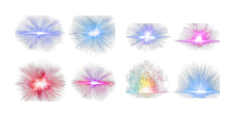 Magic portal light effect set, png collection isolated on transparent background