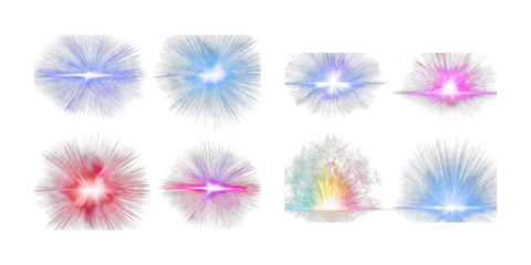 Magic portal light effect set, png collection isolated on transparent background