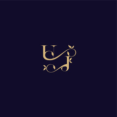 organic and elegant concept UJ beauty leaf monogram logo letter wedding initial