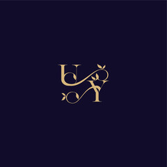 organic and elegant concept UY beauty leaf monogram logo letter wedding initial