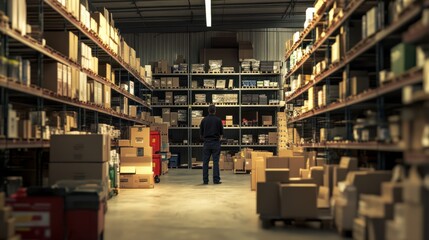 Obraz premium salesman in a hardware warehouse