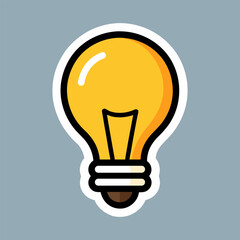 Sticker of a Glowing Lightbulb with Detailed Filament and Bold Outline