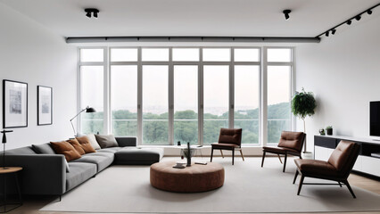 Luxurious Modern Living Room with Panoramic Views