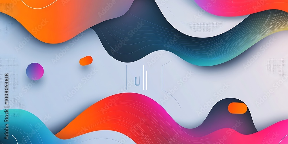 Poster abstract, colorful gradient shapes made of lines. vector illustration with a gradient color palette,