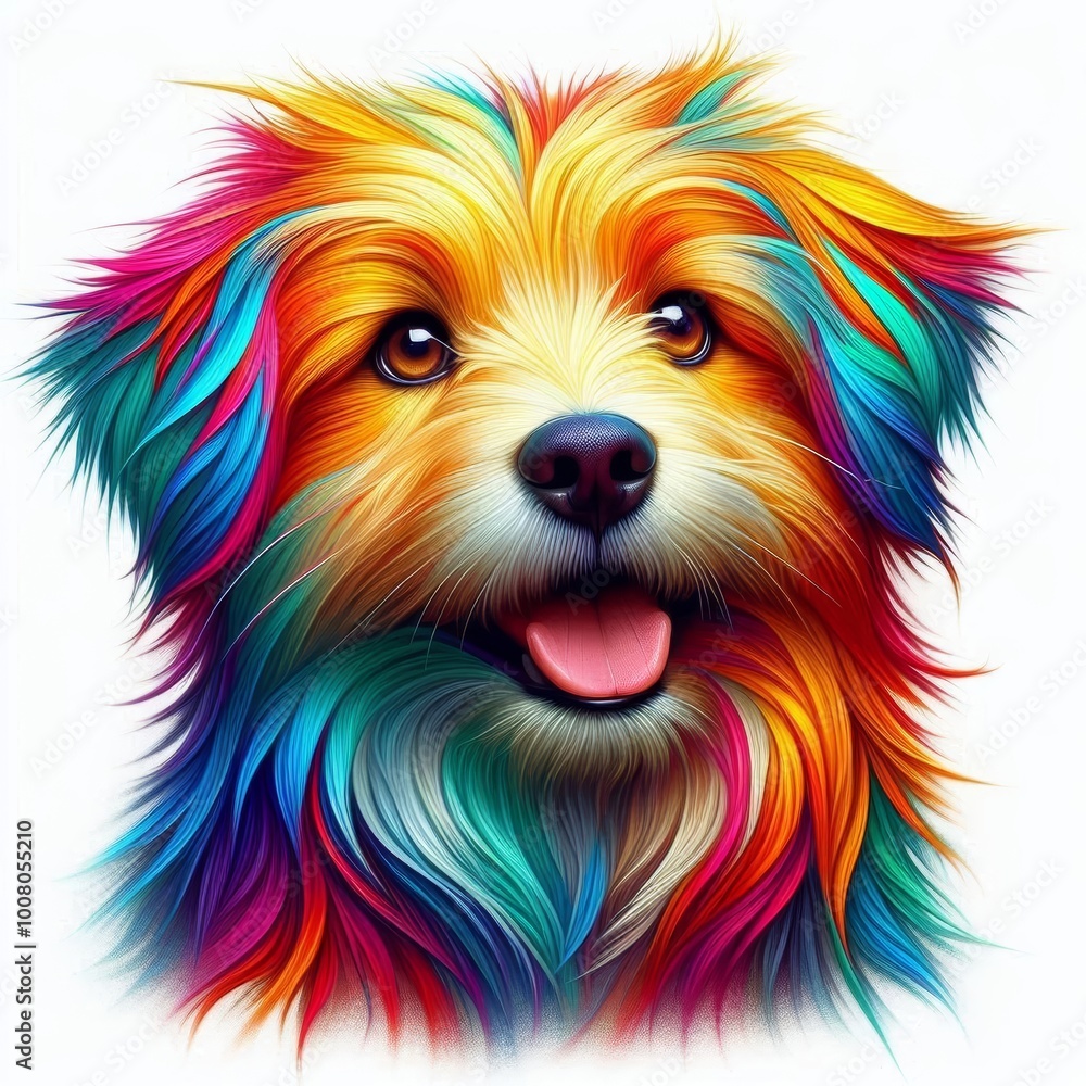 Wall mural dog with colorful fur